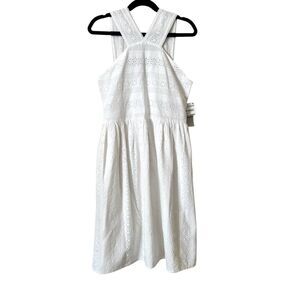 Nordstorm dress girls 12 White Eyelet Sleeveless Cross Neckline Pullover